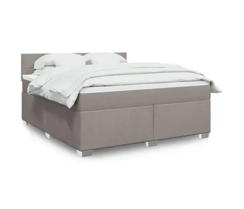 Atsperu Gulta Ar Matraci, Pelēkbrūns, 180X200 Cm, Audums Vidaxl
