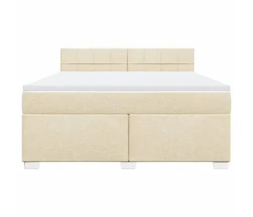 Atsperu Gulta Ar Matraci, Krēmkrāsas, 180X200 Cm, Audums Vidaxl