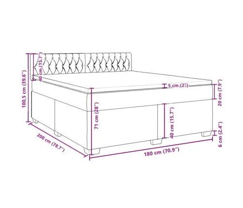 Atsperu Gulta Ar Matraci, Gaiši Pelēka Audums, 180X200 Cm Vidaxl