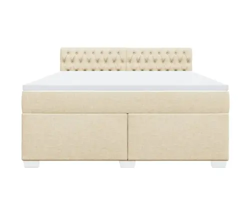 Atsperu Gulta Ar Matraci, Krēmkrāsas, 180X200 Cm, Audums Vidaxl