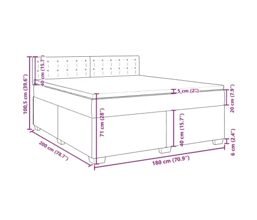 Atsperu Gulta Ar Matraci, Tumši Pelēks, 180X200 Cm, Audums Vidaxl