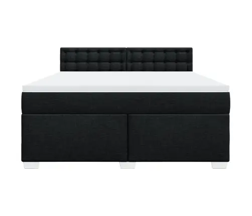 Lova Su Spyruoklėmis Ir Čiužiniu, Juoda, 180X200 cm Audinys