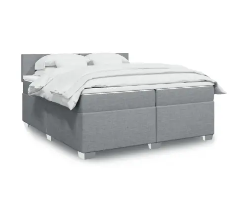 Lova Su Spyruoklėmis Ir Čiužiniu, Pilka, 200X200cm Audinys