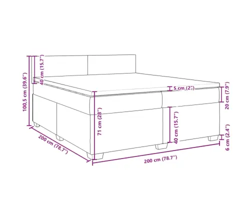 Kontinentaalvoodi Madratsiga, Must, 200X200 cm Kangas