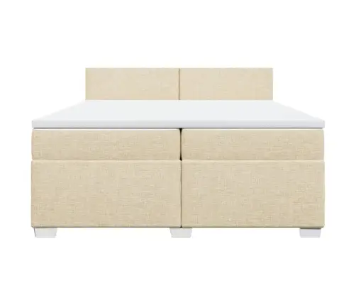 Lova Su Spyruoklėmis Ir Čiužiniu, Kreminė, 200X200 cm Audinys