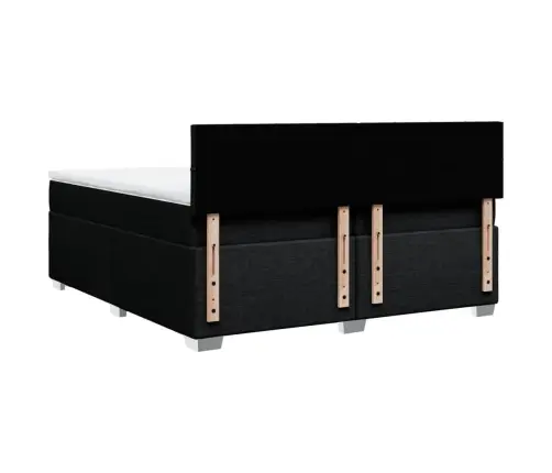 Atsperu Gultas Rāmis Ar Matraci, Melna Audums, 200X200 Cm Vidaxl