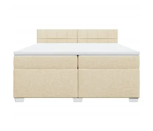 Atsperu Gultas Rāmis Ar Matraci, Krēmkrāsas Audums, 200X200 Cm Vidaxl