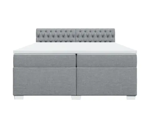 Atsperu Gulta Ar Matraci, Gaiši Pelēka Audums, 200X200Cm Vidaxl