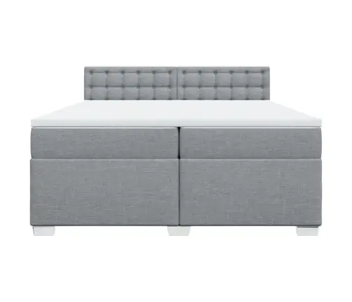 Atsperu Gulta Ar Matraci, Gaiši Pelēka Audums, 200X200Cm Vidaxl