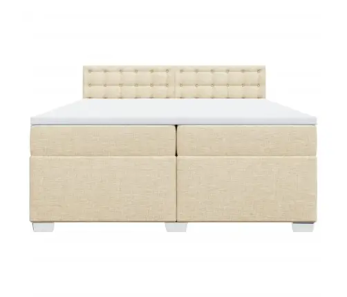 Atsperu Gultas Rāmis Ar Matraci, Krēmkrāsas Audums, 200X200 Cm Vidaxl