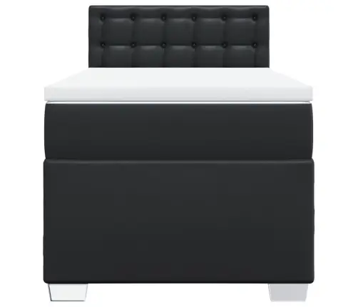 Atsperu Gulta Ar Matraci, Melna, 90X200 Cm, Mākslīgā Āda Vidaxl