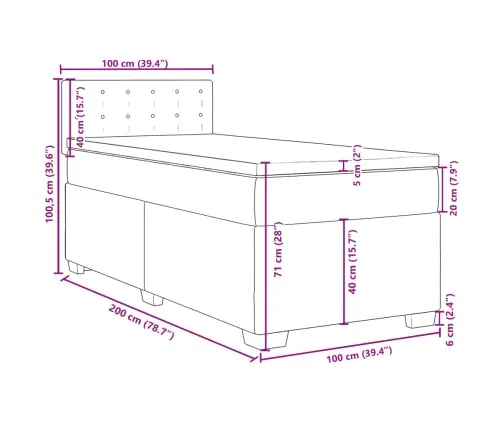 Atsperu Gulta Ar Matraci, Kapučīno, 100X200 Cm, Mākslīgā Āda Vidaxl