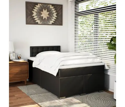 Atsperu Gulta Ar Matraci, Melna, 120X190 Cm, Mākslīgā Āda Vidaxl