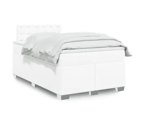 Kontinentaalvoodi Madratsiga, Valge, 120 X 190 cm Kunstnahk