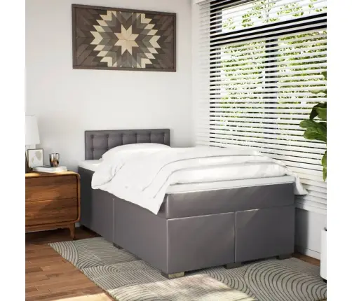 Atsperu Gulta Ar Matraci, Balta, 120X190 Cm, Mākslīgā Āda Vidaxl