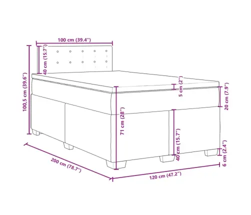 Atsperu Gulta Ar Matraci, Melna, 120X200 Cm, Mākslīgā Āda Vidaxl