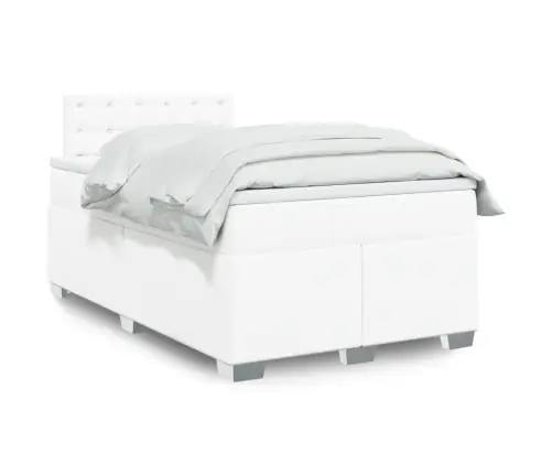 Atsperu Gulta Ar Matraci, Balta, 120X200 Cm, Mākslīgā Āda Vidaxl