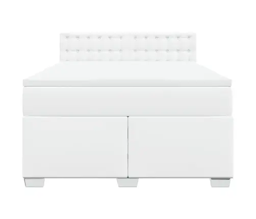 Lova Su Spyruoklėmis Ir Čiužiniu,Baltas,140X190cm Dirbtinė Oda