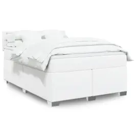 Lova Su Spyruoklėmis Ir Čiužiniu,Baltas,140X190cm Dirbtinė Oda Lova Su Spyruoklėmis Ir Čiužiniu,Baltas,140X190cm Dirbtinė Oda