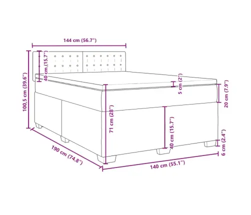 Atsperu Gulta Ar Matraci, Kapučīno, 140X190 Cm, Mākslīgā Āda Vidaxl