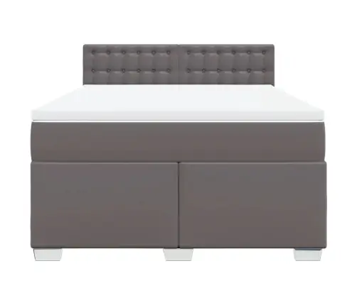 Atsperu Gulta Ar Matraci, Pelēka, 140X200 Cm, Mākslīgā Āda Vidaxl