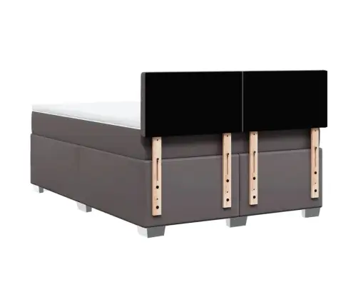 Atsperu Gulta Ar Matraci, Pelēka, 140X200 Cm, Mākslīgā Āda Vidaxl