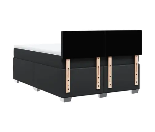 Atsperu Gulta Ar Matraci, Melna, 160X200 Cm, Mākslīgā Āda Vidaxl