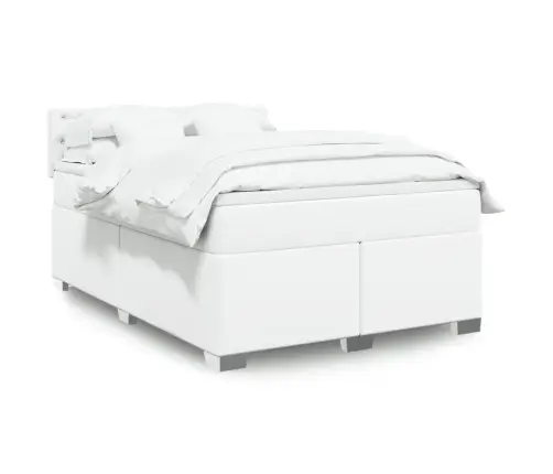 Kontinentaalvoodi Madratsiga, Valge, 160X200 cm Kunstnahk