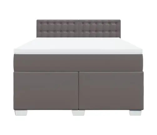 Lova Su Spyruoklėmis Ir Čiužiniu, Pilka,160X200cm Dirbtinė Oda