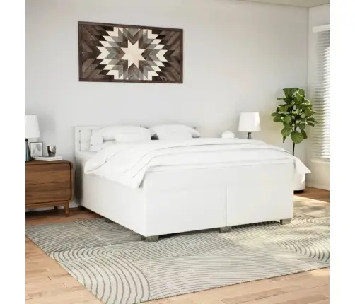 Kontinentaalvoodi Madratsiga, Valge, 180X200 cm Kunstnahk