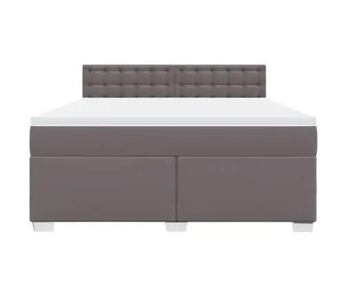 Atsperu Gulta Ar Matraci, Pelēka, 180X200 Cm, Mākslīgā Āda Vidaxl