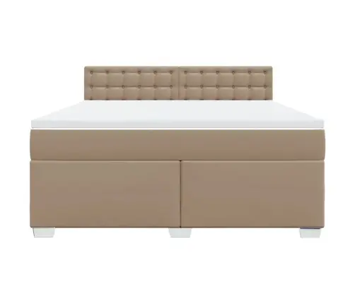 Atsperu Gulta Ar Matraci, Kapučīno, 180X200 Cm, Mākslīgā Āda Vidaxl