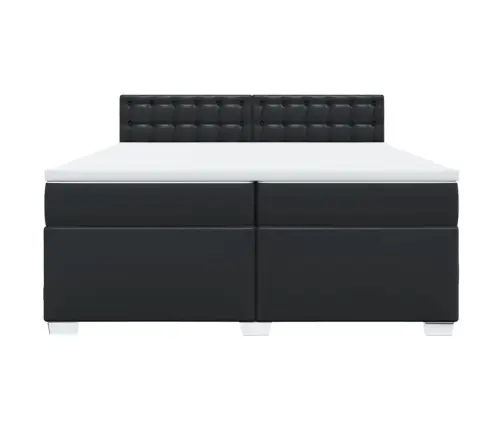 Lova Su Spyruoklėmis Ir Čiužiniu, Juoda, 200X200Cm Dirbtinė Oda