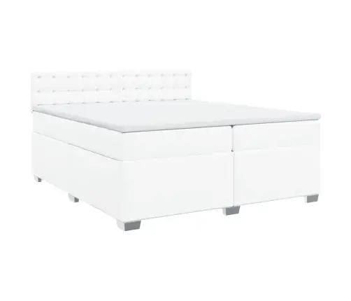 Atsperu Gulta Ar Matraci, Balta, 200X200 Cm, Mākslīgā Āda Vidaxl