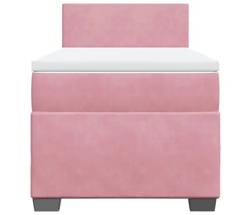 Atsperu Gulta Ar Matraci, Rozā Samts, 80X200 Cm Vidaxl