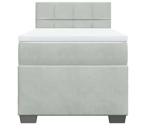 Atsperu Gulta Ar Matraci, Gaiši Pelēka Samts, 80X200 Cm Vidaxl