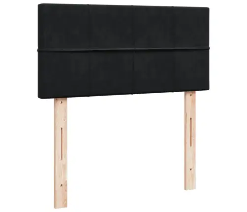 Lova Su Spyruoklėmis Ir Čiužiniu, Juoda, 80X200cm Aksomas