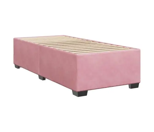 Atsperu Gulta Ar Matraci, Rozā Samts, 80X200 Cm Vidaxl