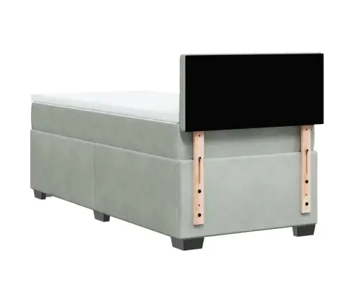 Lova Su Spyruoklėmis Ir Čiužiniu, Pilka, 80X200cm Aksomas