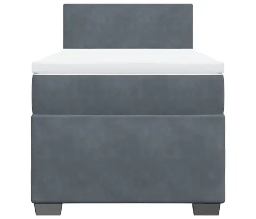 Lova Su Spyruoklėmis Ir Čiužiniu, Pilka, 90X190 cm Aksomas