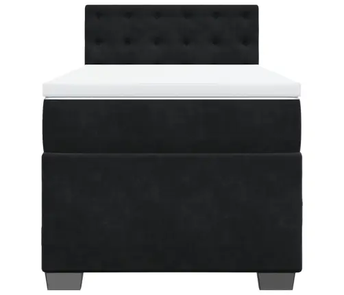 Atsperu Gulta Ar Matraci, Melna Samts, 90X190 Cm Vidaxl