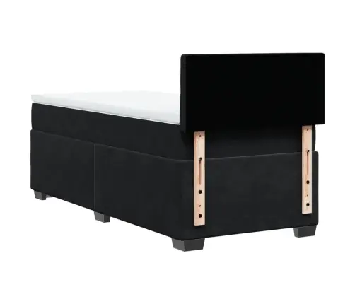 Atsperu Gulta Ar Matraci, Melna Samts, 90X190 Cm Vidaxl