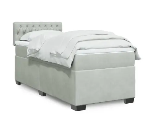 Kontinentaalvoodi Madratsiga, Helehall, 90X190 cm Samet