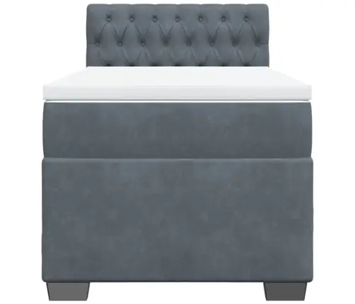 Atsperu Gulta Ar Matraci, Tumši Pelēka Samts, 90X190 Cm Vidaxl