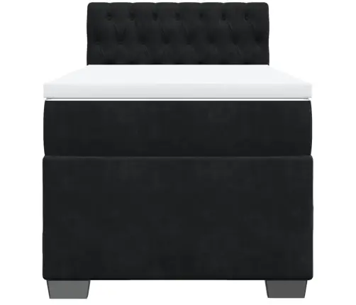 Kontinentaalvoodi Madratsiga, Must, 90X190 cm Samet