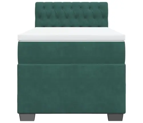 Atsperu Gulta Ar Matraci, Tumši Zaļš Samts, 90X190 Cm Vidaxl