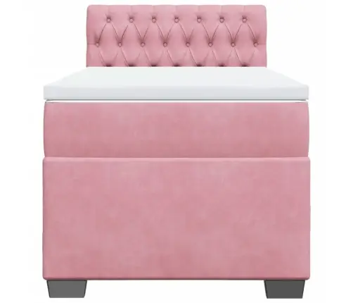 Kontinentaalvoodi Madratsiga, Roosa, 90X190 cm Samet