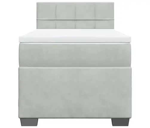 Lova Su Spyruoklėmis Ir Čiužiniu, Pilka, 90X190 cm Aksomas