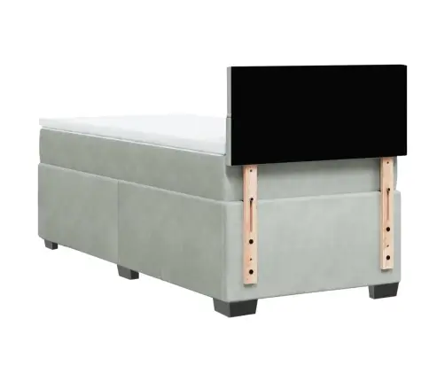 Lova Su Spyruoklėmis Ir Čiužiniu, Pilka, 90X190 cm Aksomas