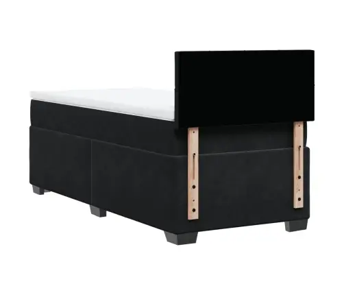 Lova Su Spyruoklėmis Ir Čiužiniu, Juoda, 90X190 cm Aksomas